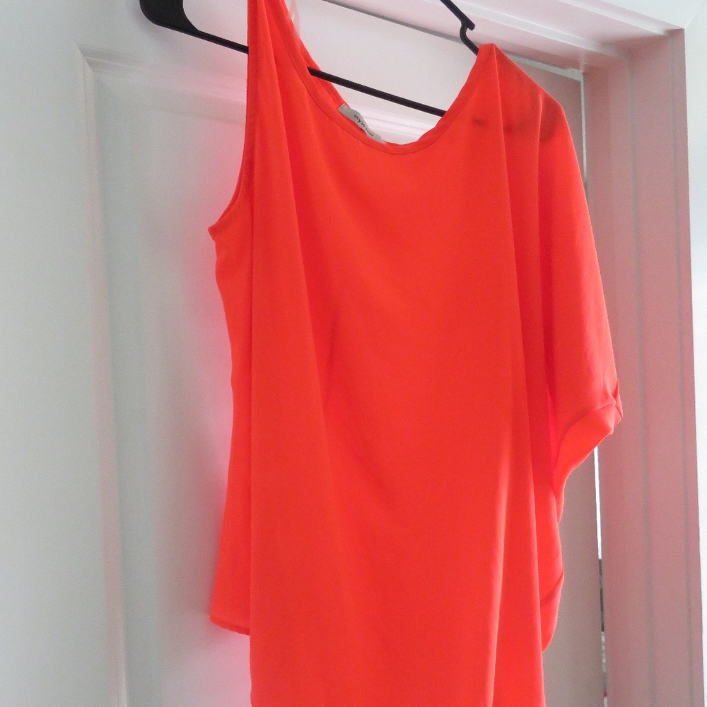 Florescent Orange Asymmetrical Blouse